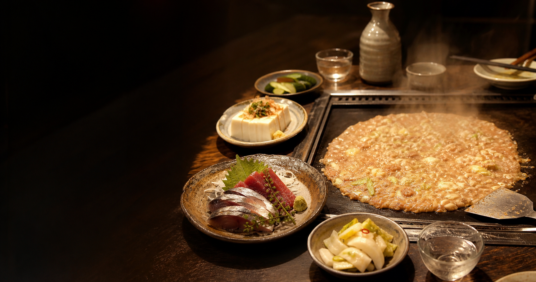 鉄板料理と小皿料理のイメージ
